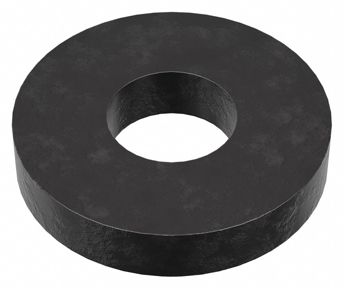 Flat Washer: Case Hardened, Black Oxide, Steel, #10 Screw Sz, 0.203 in In Dia, 1/2 in Out Dia, 25 PK