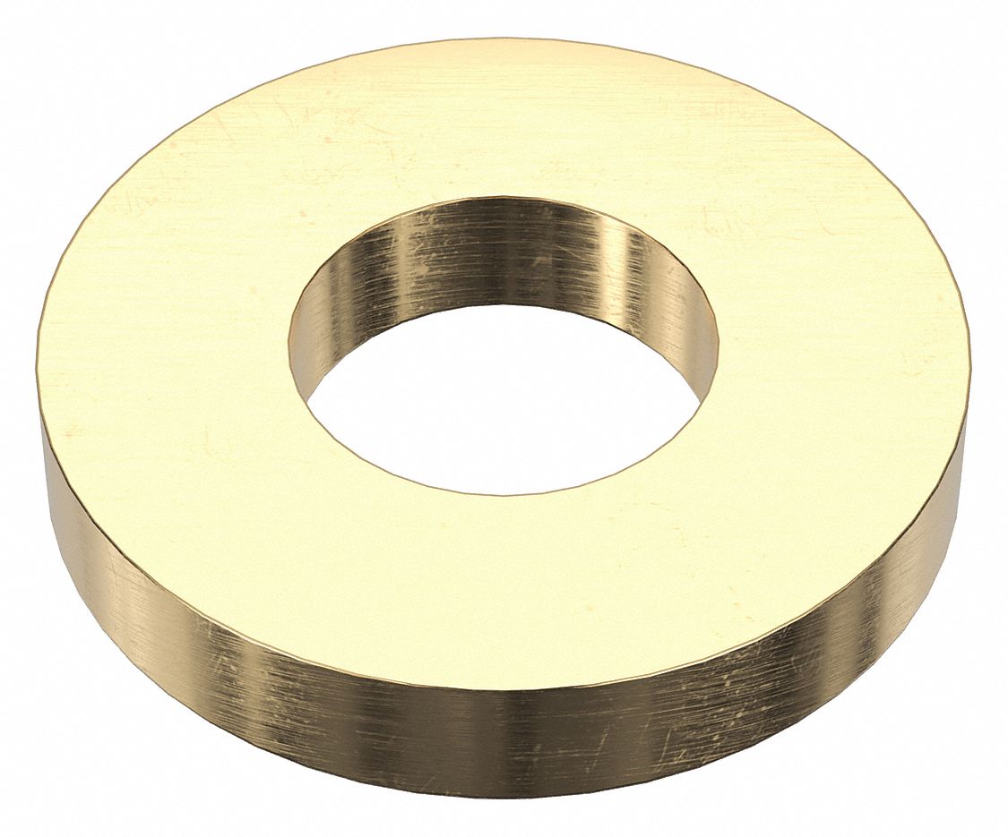 Flat Washer: Brass, 5/16 in Screw Sz, 0.344 in In Dia, 3/4 in Out Dia, 0.125 in Max Thick, 5 PK