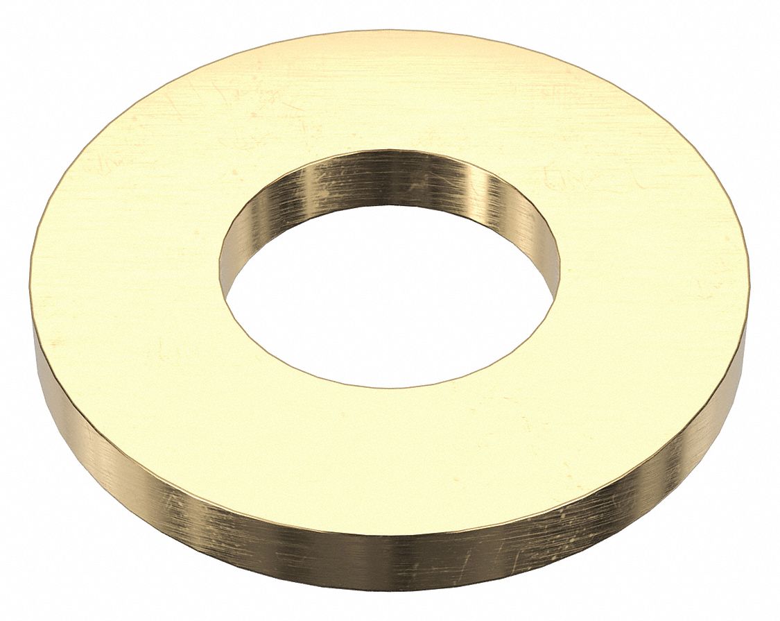 Flat Washer: Brass, 1/2 in Screw Sz, 0.531 in In Dia, 1 1/8 in Out Dia, 0.125 in Max Thick, 5 PK