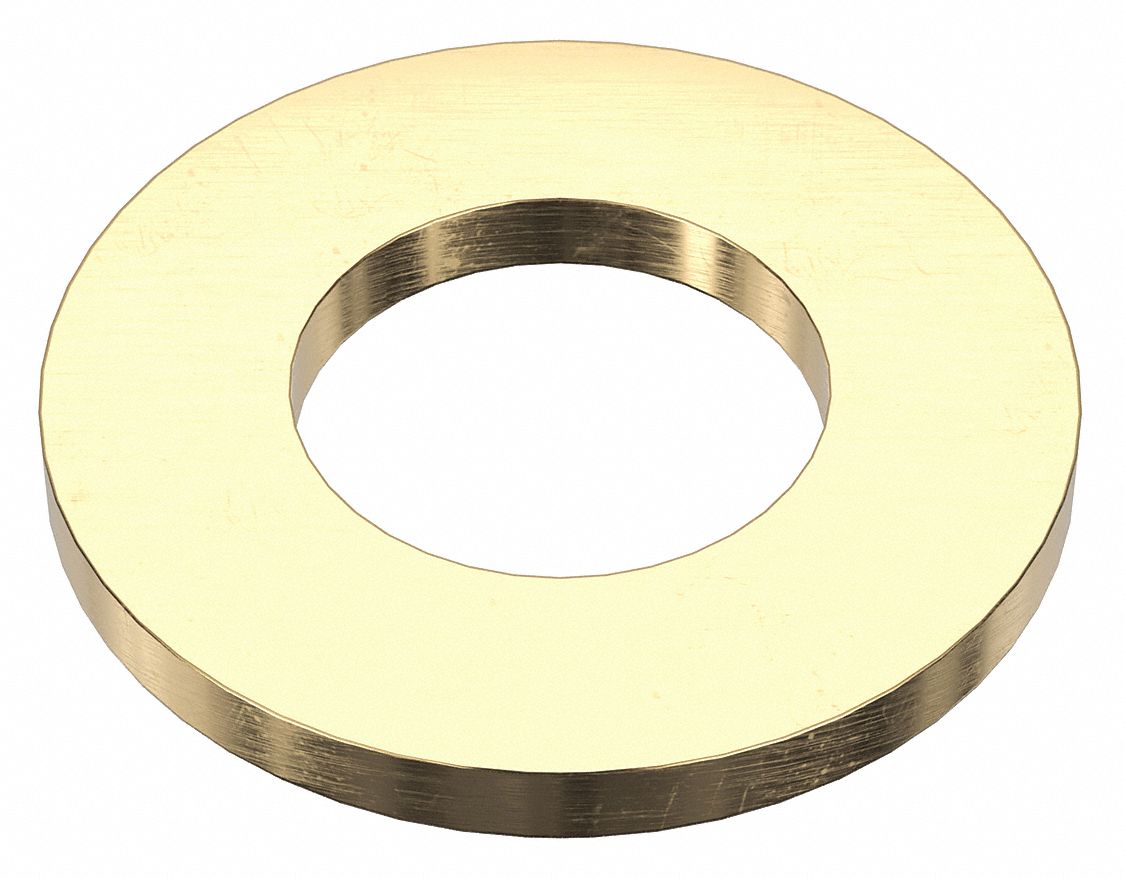 Flat Washer: Brass, 7/8 in Screw Sz, 0.906 in In Dia, 1 3/4 in Out Dia, 0.156 in Max Thick, 5 PK