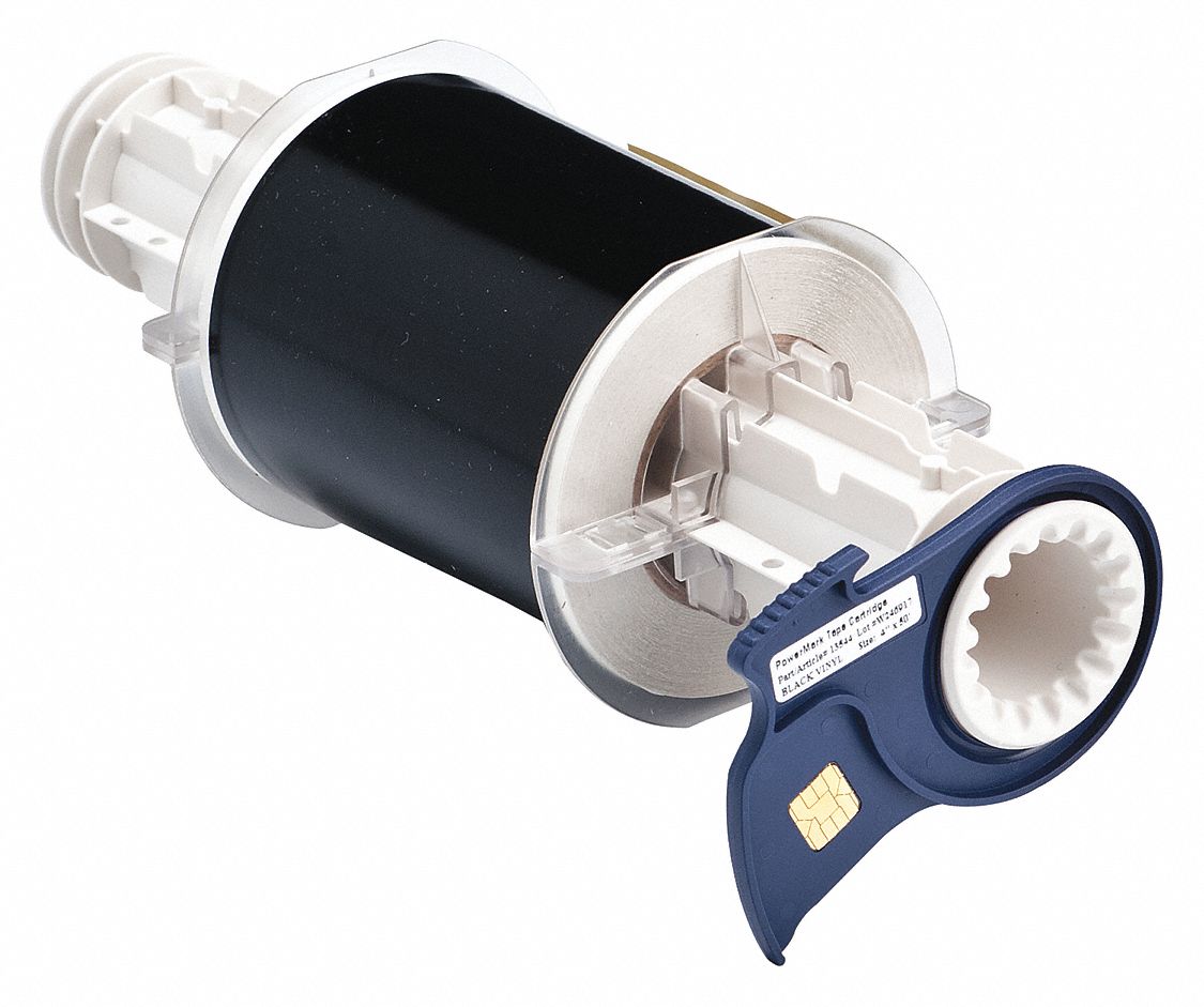 Continuous Label Stock: 4 in x 50 ft, Vinyl, Black (Gloss), Indoor/Outdoor