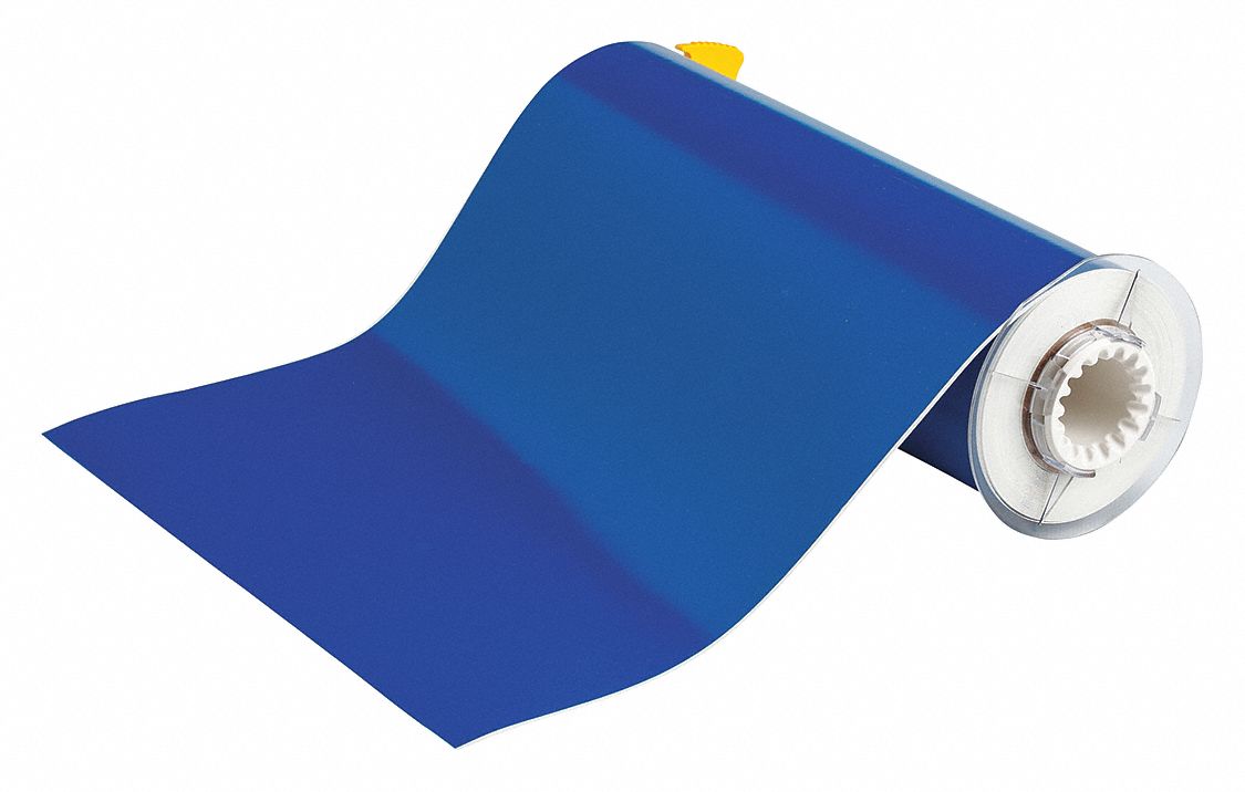 Continuous Label Stock: 10 in x 50 ft, Vinyl, Blue (Gloss), Outdoor