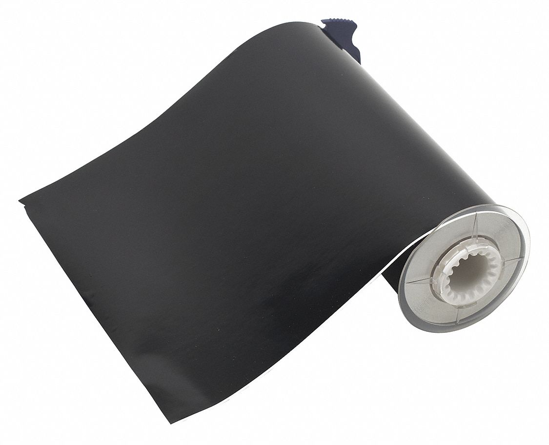 Continuous Label Stock: 10 in x 50 ft, Vinyl, Black (Gloss), Indoor/Outdoor