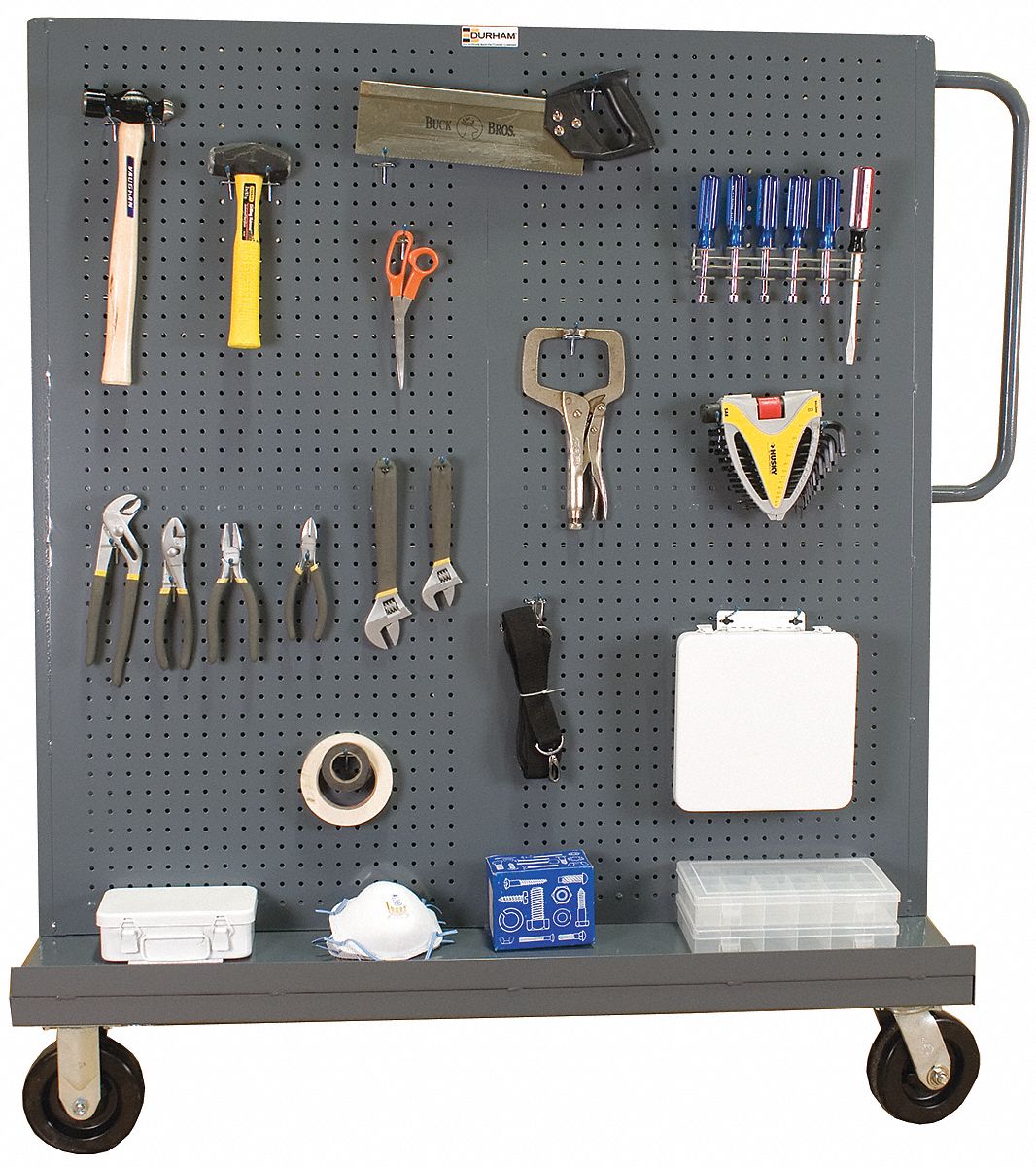 GRAINGER APPROVED Mobile AFrame Louvered/Pegboard Rack 54 1/2 in x 48