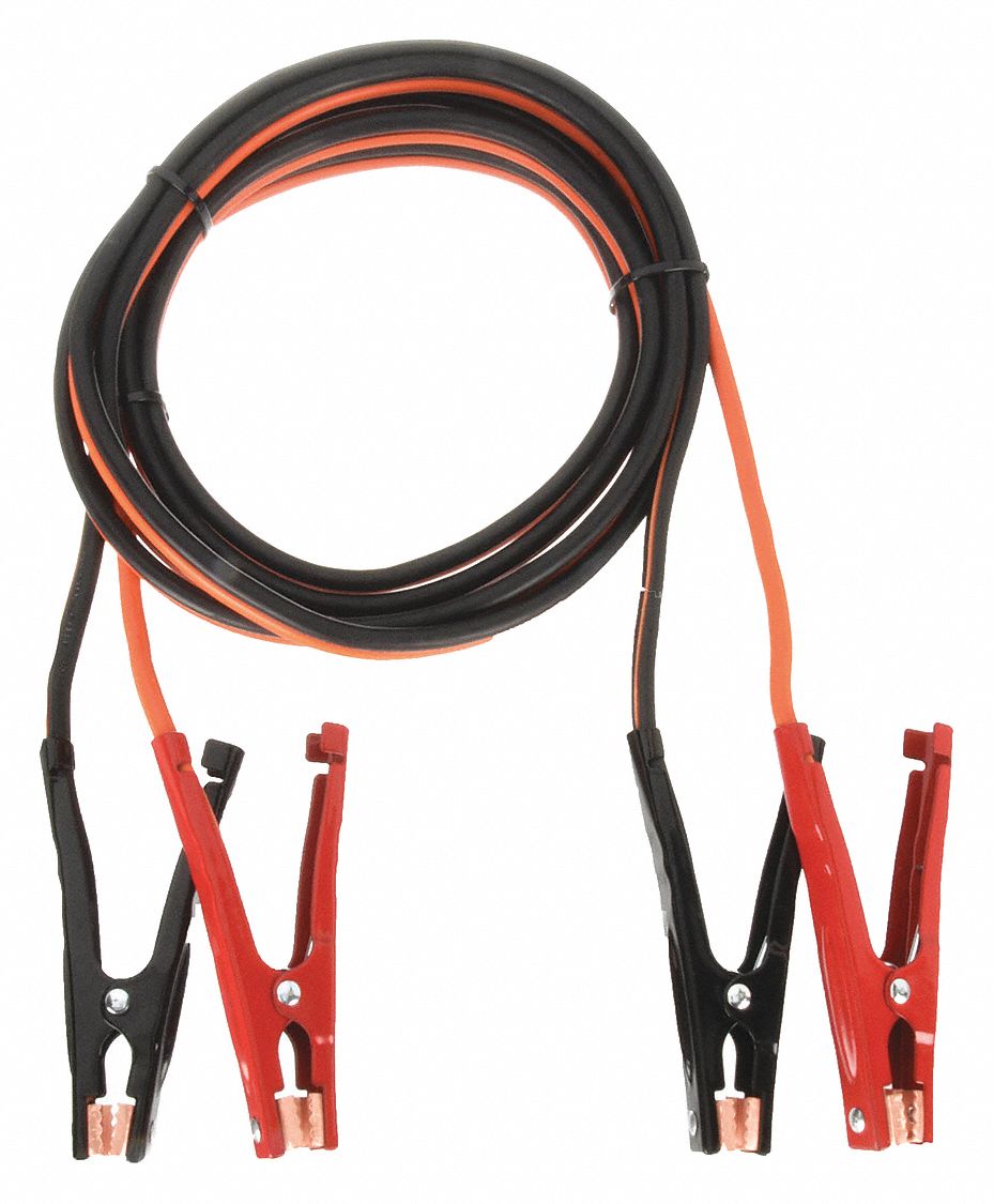 BOOSTER CABLE, CRIMPED, 4 AWG, SPRING CLAMP GRIP, 16 FT CABLE L, BLACK/ORANGE, 400 A