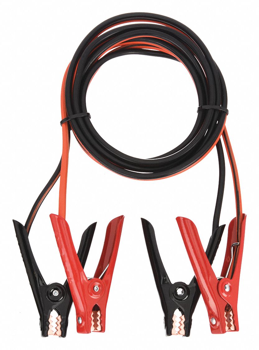 BOOSTER CABLE, CRIMPED, 8 AWG, SPRING CLAMP GRIP, 12 FT CABLE L, BLACK/ORANGE, 200 A