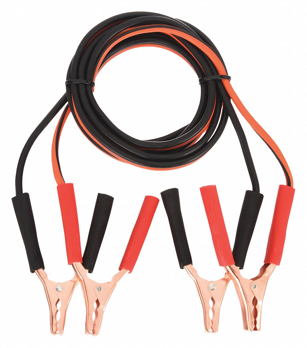 BOOSTER CABLE, CRIMPED, 8 AWG, SPRING CLAMP GRIP, 12 FT CABLE L, BLACK/ORANGE, 250 A