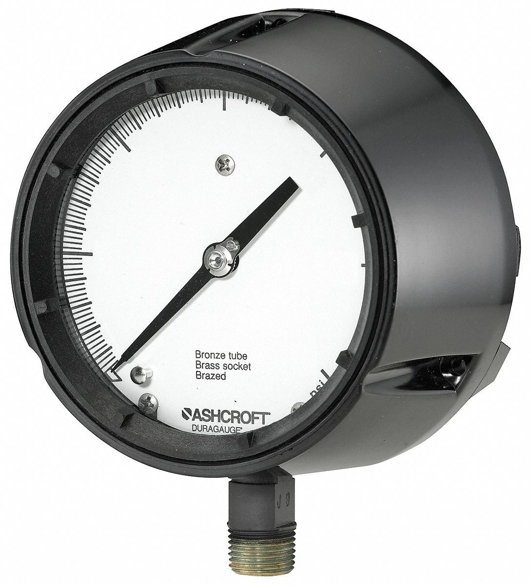 Pressure Gauge,0 to 60 psi,4-1/2In,1/2In