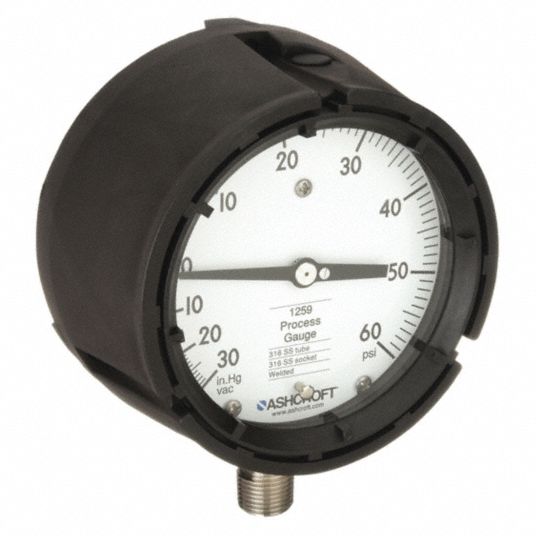 ASHCROFT, 30 to 0 to 60 in Hg/psi, 4 1/2 in Dial, Process Compound
