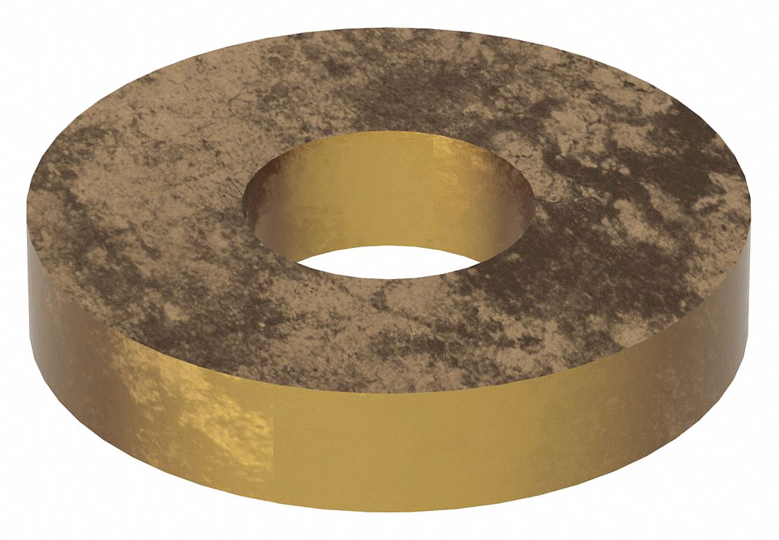 Flat Washer: Brass, 3/8 in Screw Sz, 0.406 in In Dia, 1 in Out Dia, 0.187 in Max Thick, Brass, 5 PK
