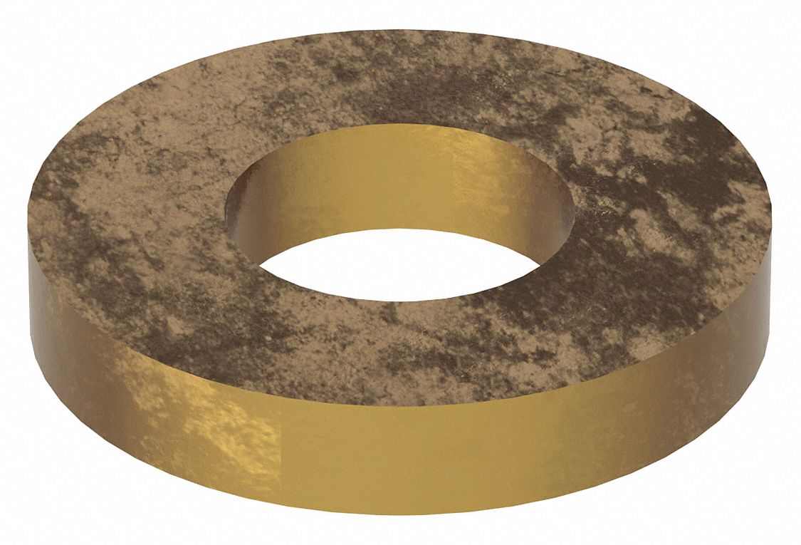 Flat Washer: Brass, 1/2 in Screw Sz, 0.531 in In Dia, 1 1/8 in Out Dia, 0.187 in Max Thick, 5 PK