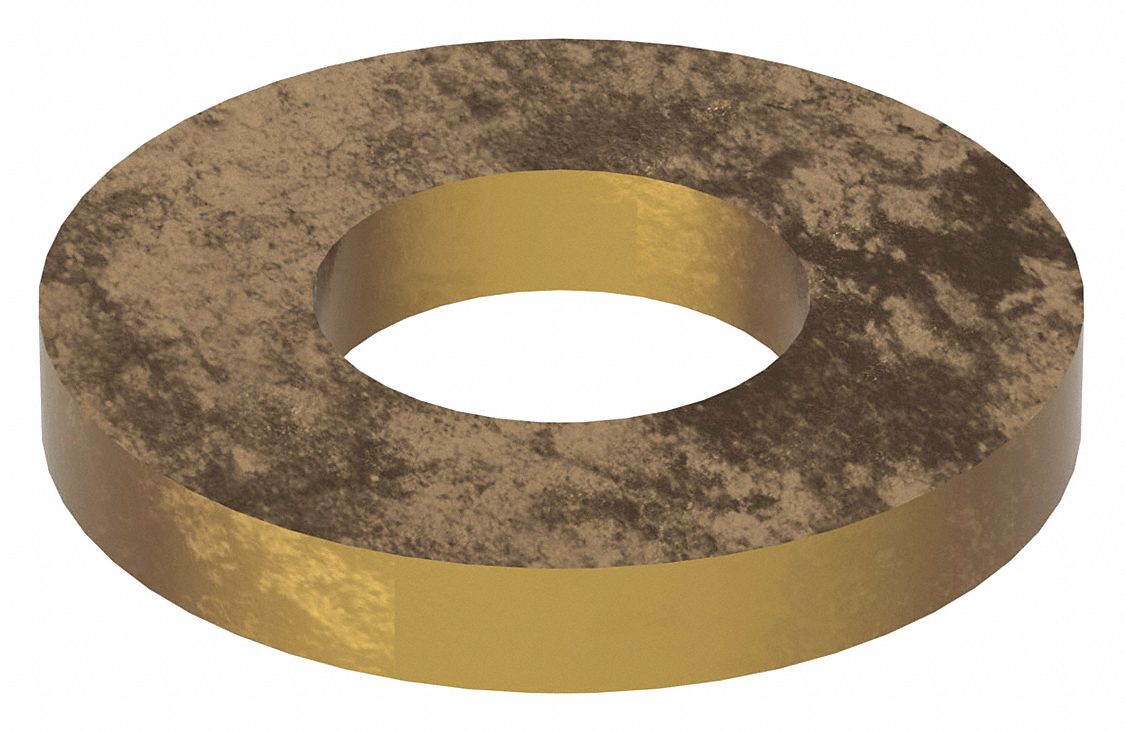 Flat Washer: Brass, 5/8 in Screw Sz, 0.656 in In Dia, 1 3/8 in Out Dia, 0.187 in Max Thick, 5 PK