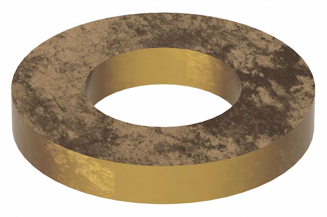 Flat Washer: Brass, 7/8 in Screw Sz, 0.906 in In Dia, 1 3/4 in Out Dia, 0.125 in Max Thick, Brass
