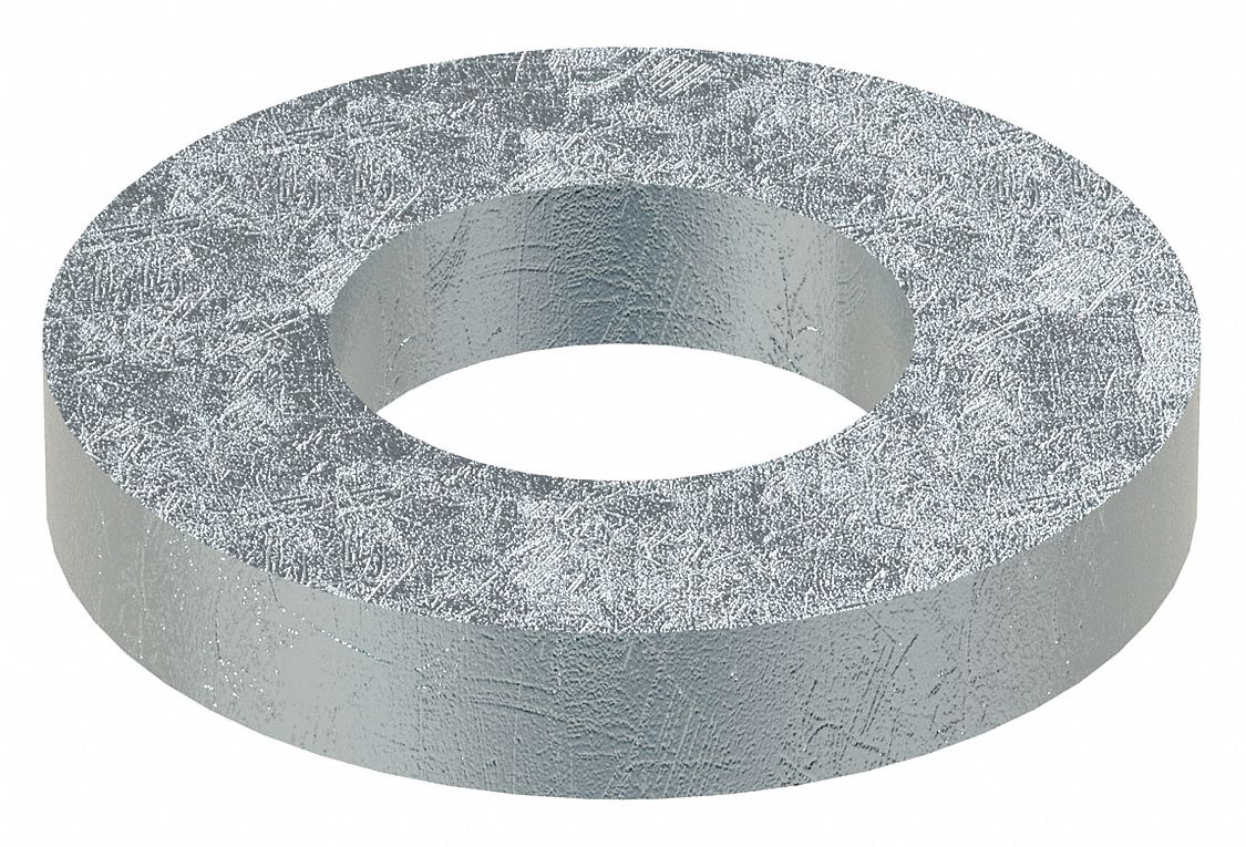 Flat Washer: Through Hardened, Zinc Yellow, Steel, 9/16 in Screw Sz, 0.594 in In Dia, 25 PK