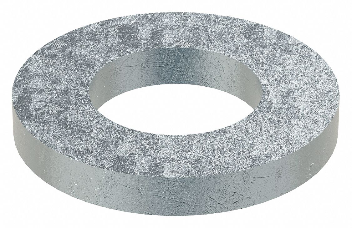 Flat Washer: Through Hardened, Zinc Yellow, Steel, 1 in Screw Sz, 1.063 in In Dia, 10 PK