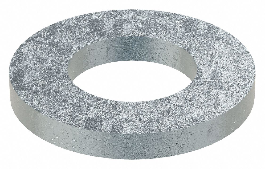 Flat Washer: Through Hardened, Zinc Yellow, Steel, 1 1/8 in Screw Sz, 1.188 in In Dia, 10 PK