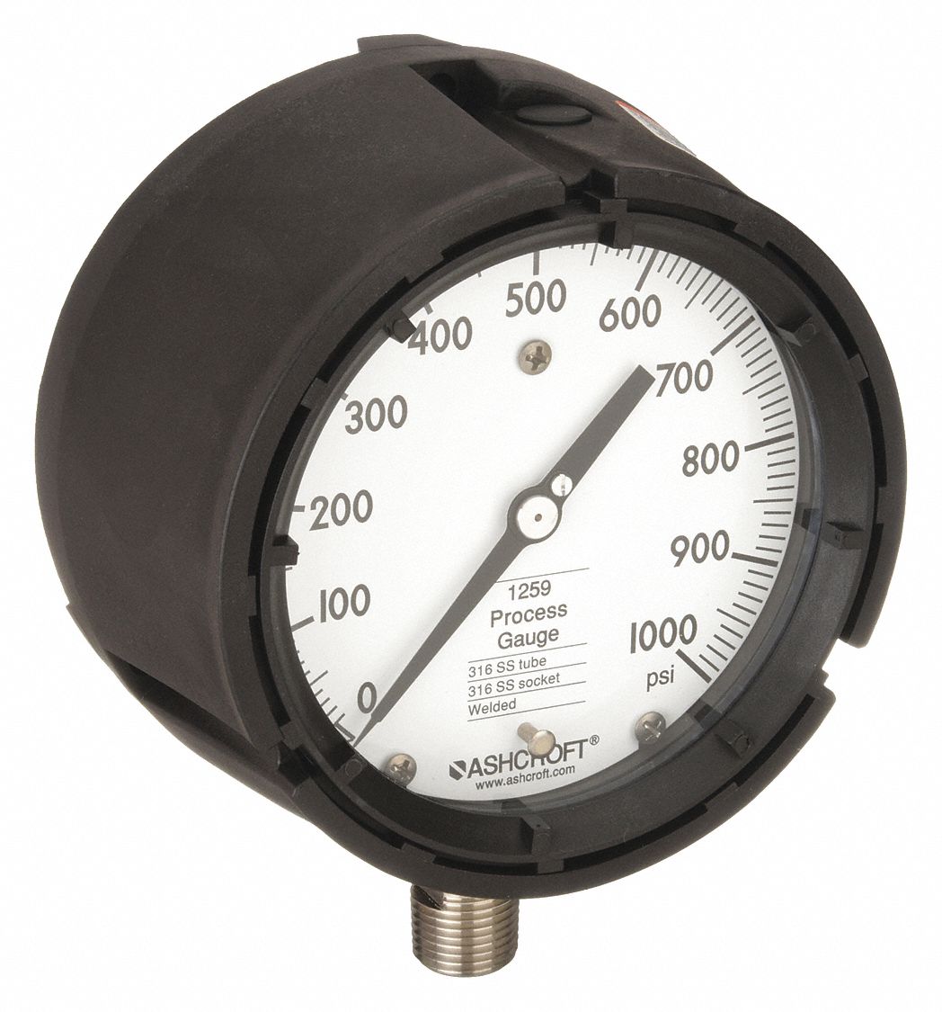 ASHCROFT, 0 to 1,000 psi, 4 1/2 in Dial, Process Pressure Gauge 5RYC1