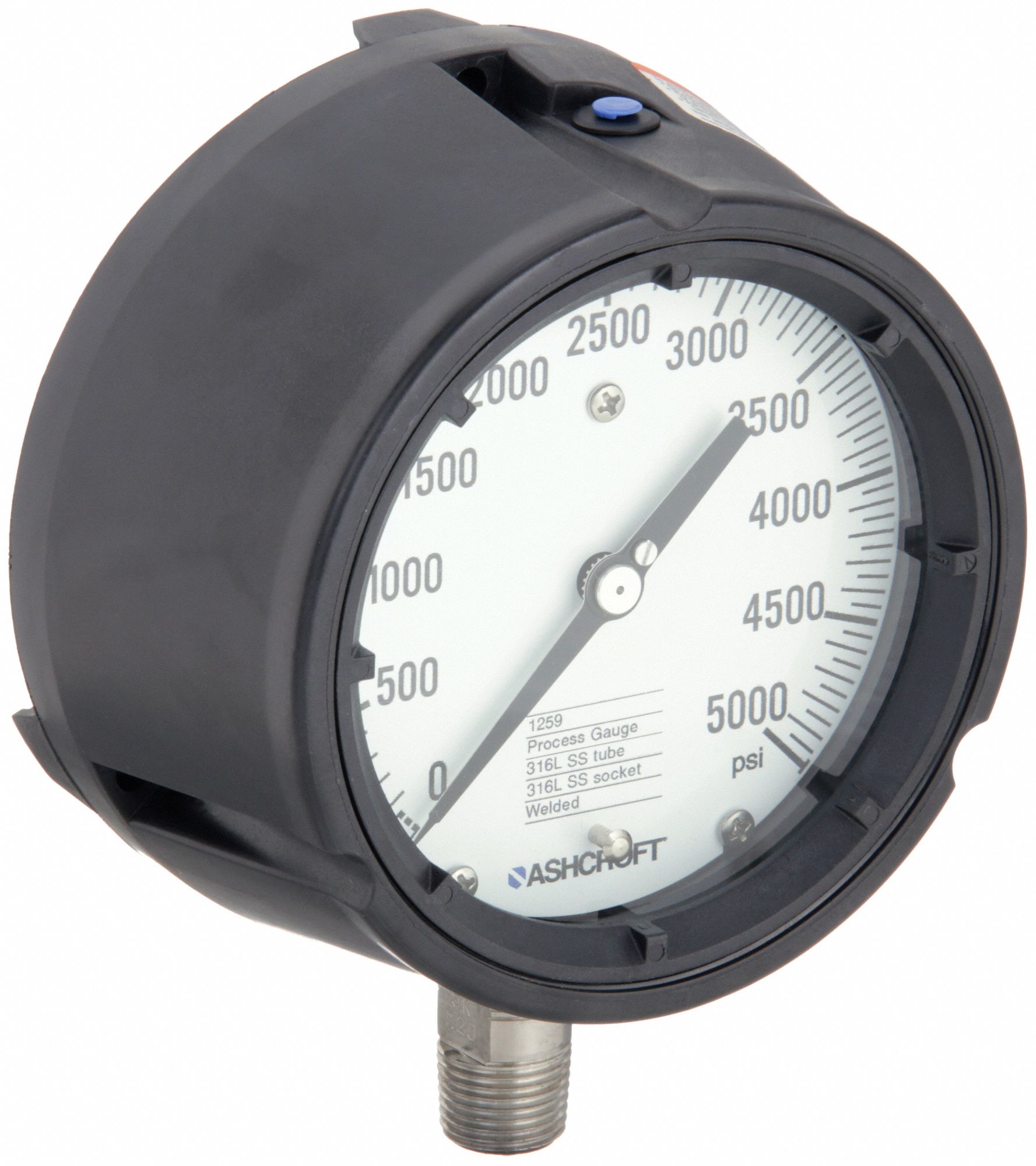 PRESSURE GAUGE,0 TO 5000 PSI,4-1/2IN