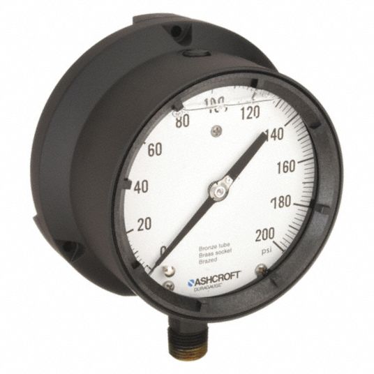 ASHCROFT, 0 to 200 psi, White, Process Pressure Gauge - 5RYC8