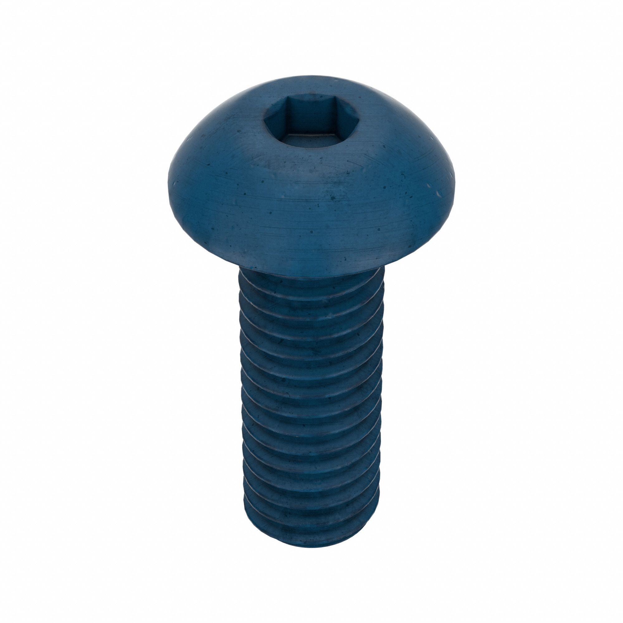 Socket Head Cap Screw: M4x0.70 Thread Size, 12 mm Lg, Button, Blue Phosphate, Alloy Steel, 25 PK