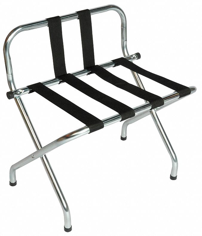Folding Luggage Rack: 150 lb Load Capacity, Silver Zinc, Steel, 26 1/2 in Overall Ht