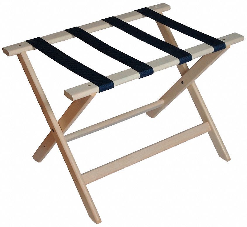 Folding Luggage Rack: 150 lb Load Capacity, White, Wood, 18 1/2 in Overall Ht, 26 in Overall Wd