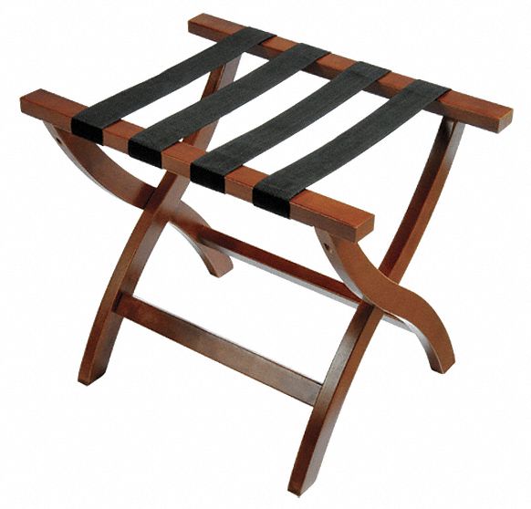 Folding Luggage Rack: 150 lb Load Capacity, Walnut, Wood, 19 1/4 in Overall Ht, 23 in Overall Wd