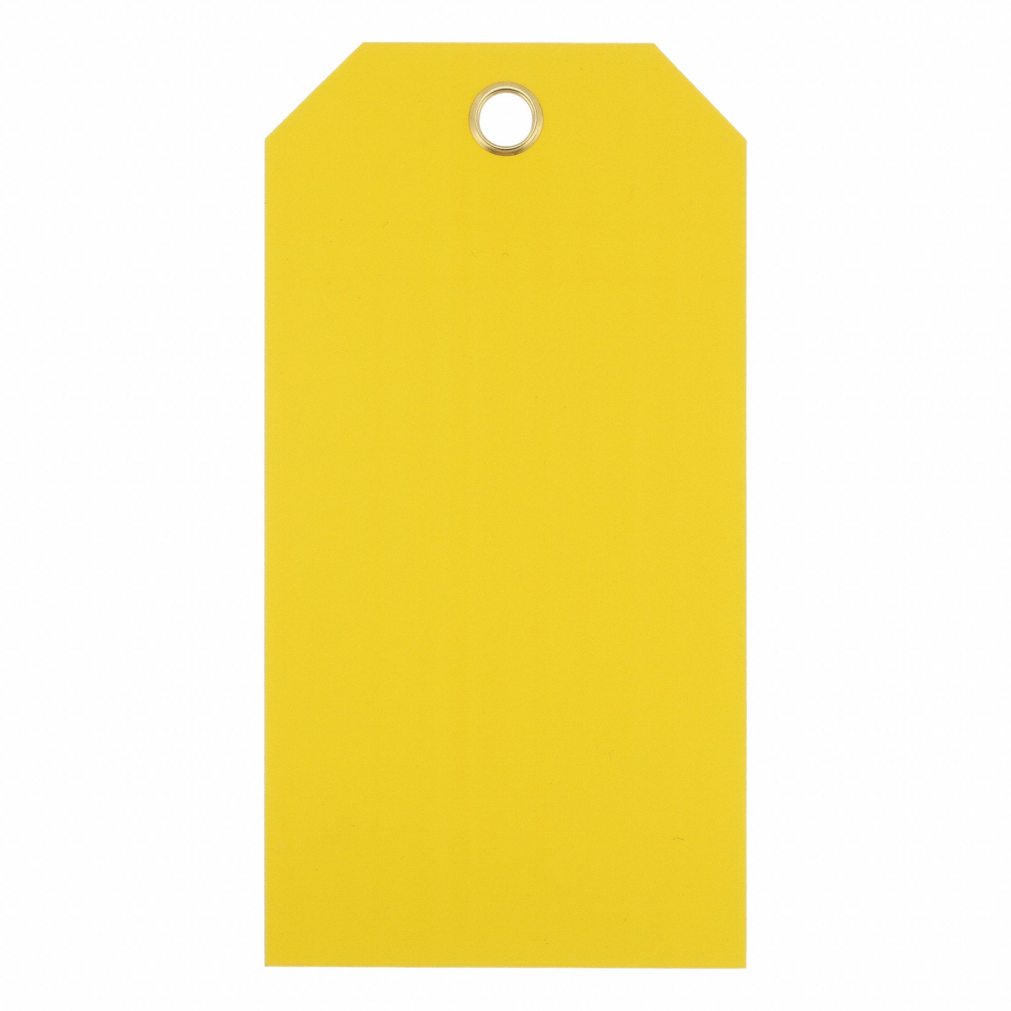 Shipping Tag: #7, 5 3/4 in Tag Ht, 2 7/8 in Tag Wd, Yellow, Polyester, Pre-Tie Elastic Tag, 25, PK