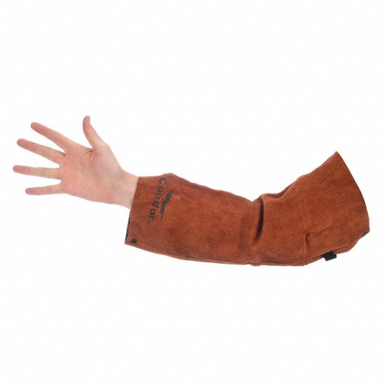 Flame-Resistant Sleeve: 18 in Sleeve Lg, Universal, Brown, Straight Cuff, 1  PR
