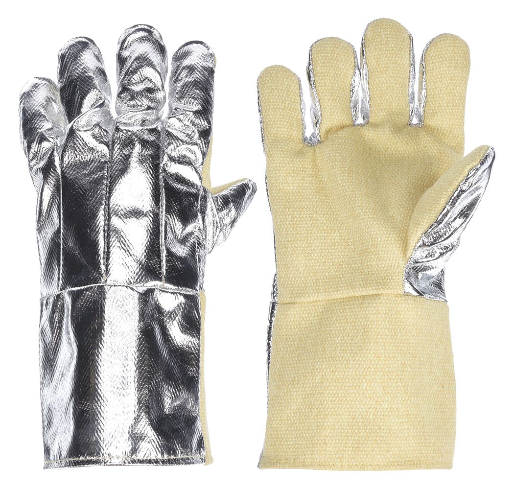 ALUMINIZED GLOVES, UNIVERSAL, 800 ° F MAX, STRAIGHT CUFF, WOOL, GREATER THAN 608 ° F