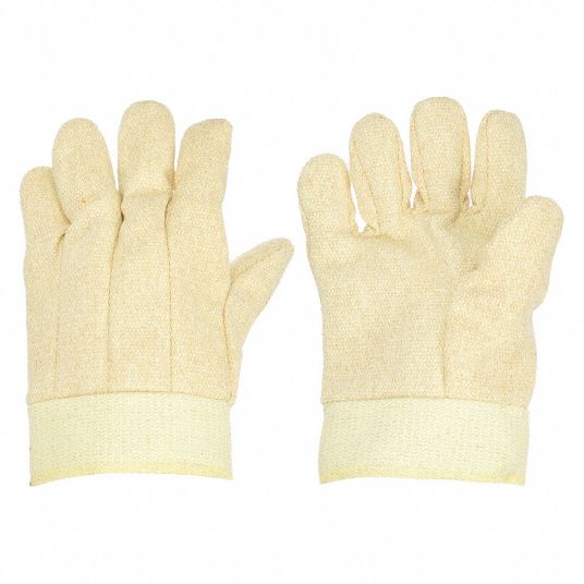 CONDOR Knit Gloves: L ( 9 ), Glove Hand Protection, Uncoated, 660°F Max  Temp, Cotton, Yellow, 1 PR