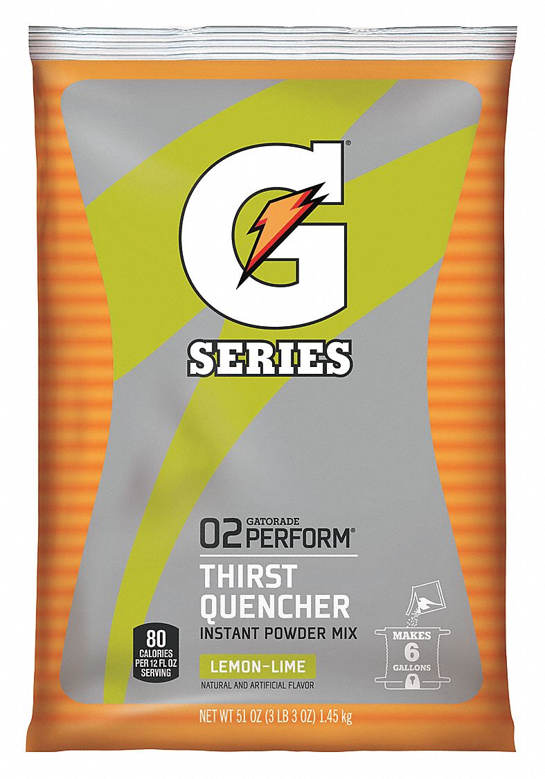 Sports Drink Mix: Lemon-Lime, Bulk, 51 oz Concentrate Per Pack, 6 gal Yield per Pack