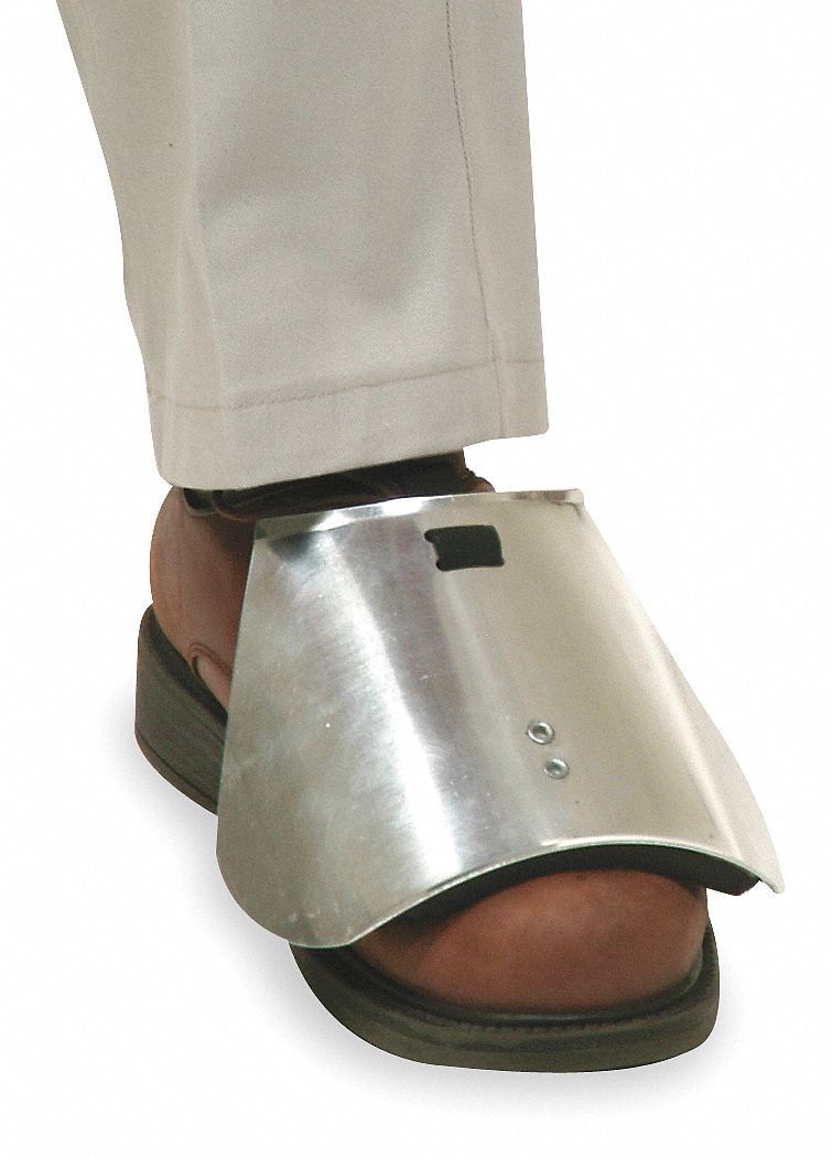 UNISEX FOOT GUARD, UNIVERSAL, SILVER, 4¾ X ½ IN, ALUMINUM, 75 LB IMPACT RATING