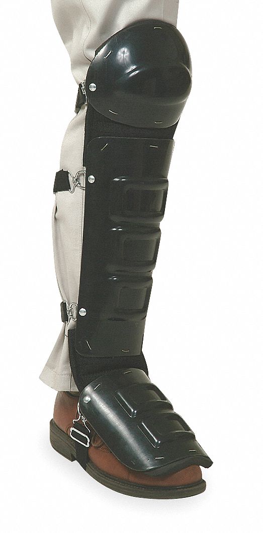 KNEE AND SHIN GUARDS, UNISEX UNIVERSAL, PLASTIC, BLACK, STRAP, 20 X 6 X 2⅛ IN, 25 OZ