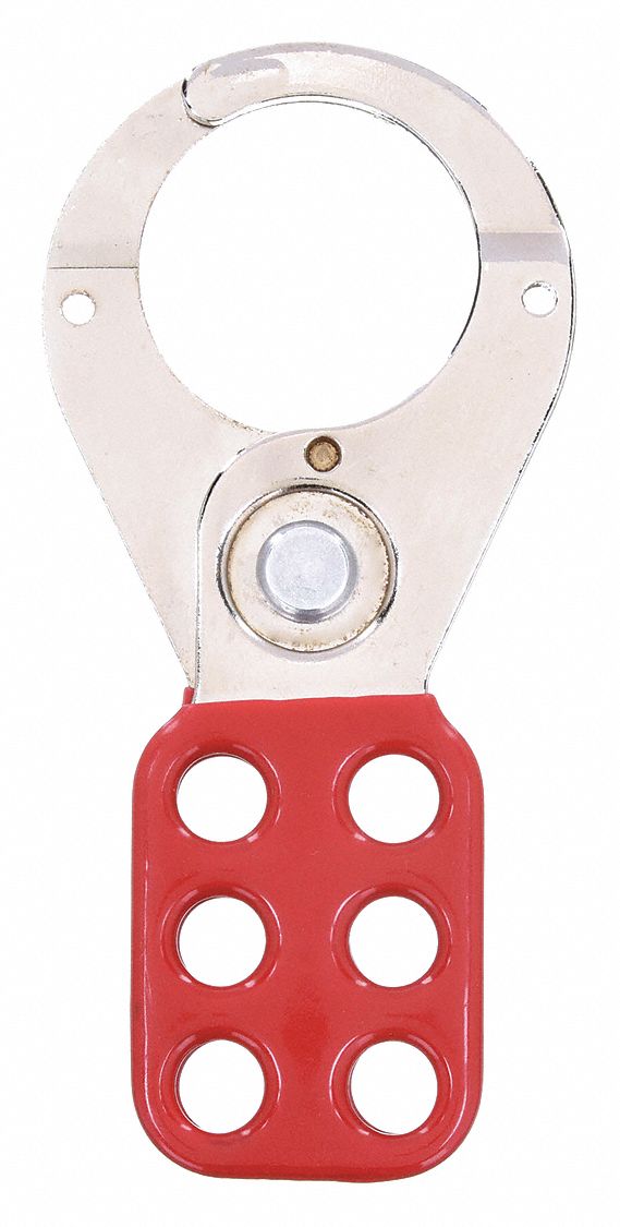 Lockout Hasp: 1.5 in Opening Size, Red, 6 Padlocks, 7620