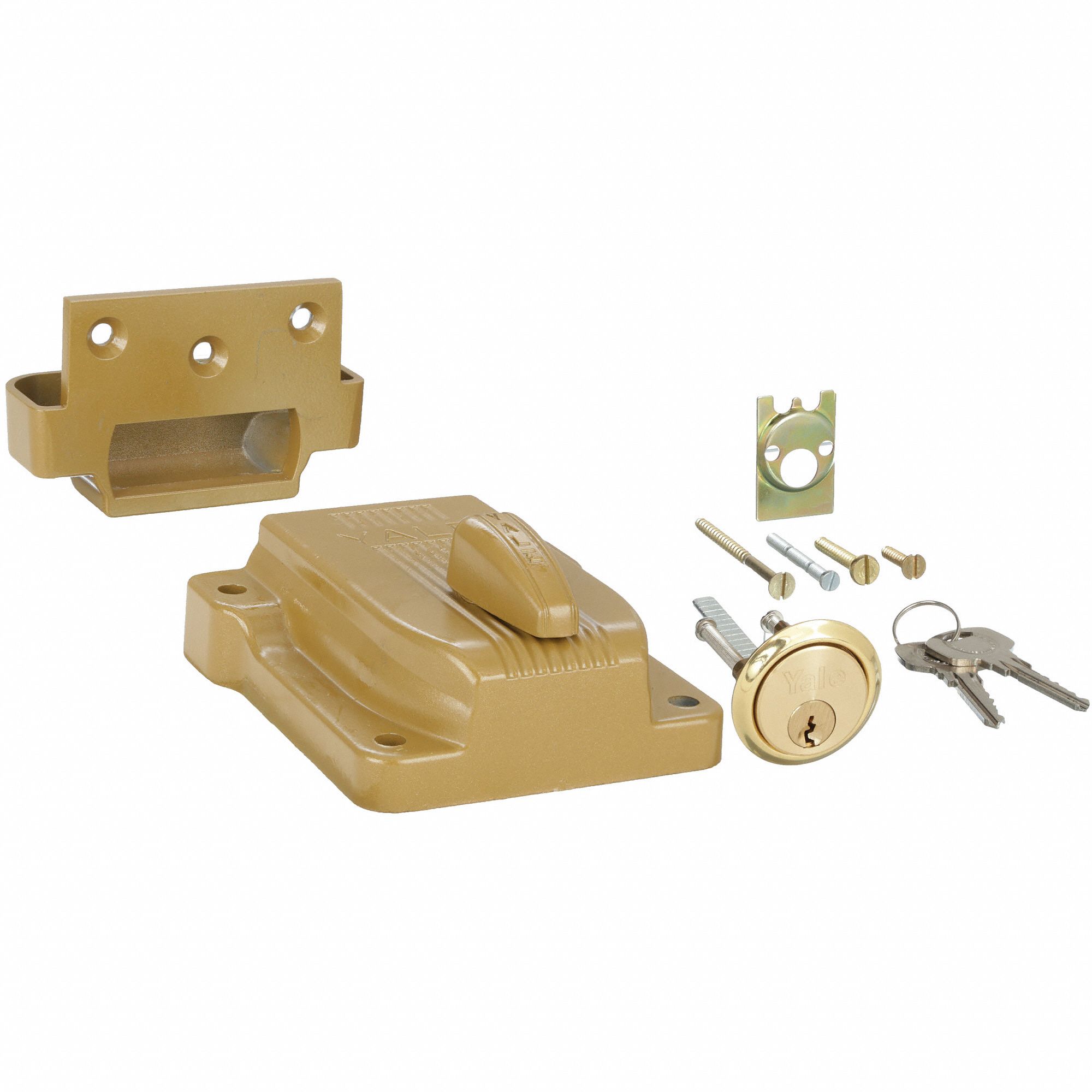 YALE Brass Rim Lock, HeavyDuty, For Door Thickness 13/8" to 21/4