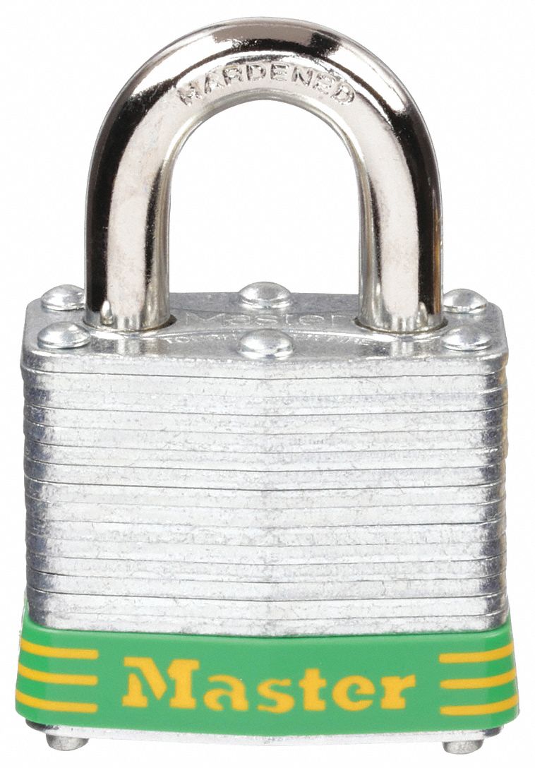 LOCKOUT PADLOCK, KEYED DIFFERENT, STEEL, STANDARD BODY, GREEN