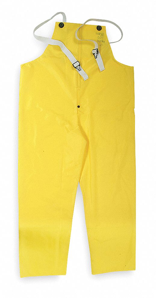 FIRE-RESISTANT RAIN BIB OVERALLS, NYLON, 3XL, YELLOW, 32 X 54, SNAPS