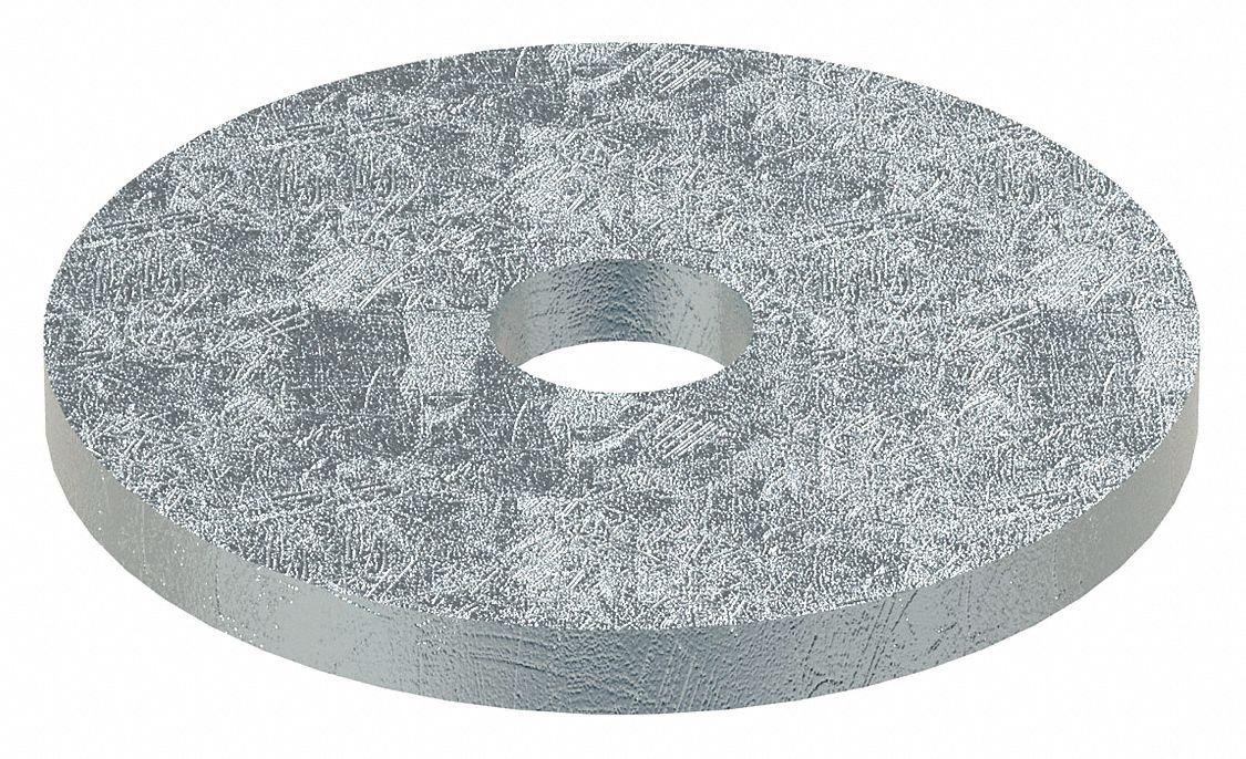 Large O.D. & Thick Oversized Washer: Case Hardened, Zinc Plated, Steel, 5/8 in Screw Sz, 5 PK