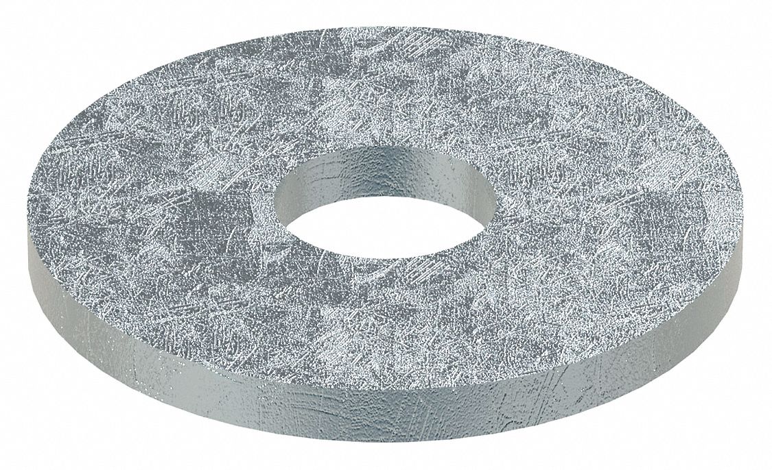 Large O.D. & Thick Oversized Washer: Case Hardened, Zinc Plated, Steel, 7/8 in Screw Sz