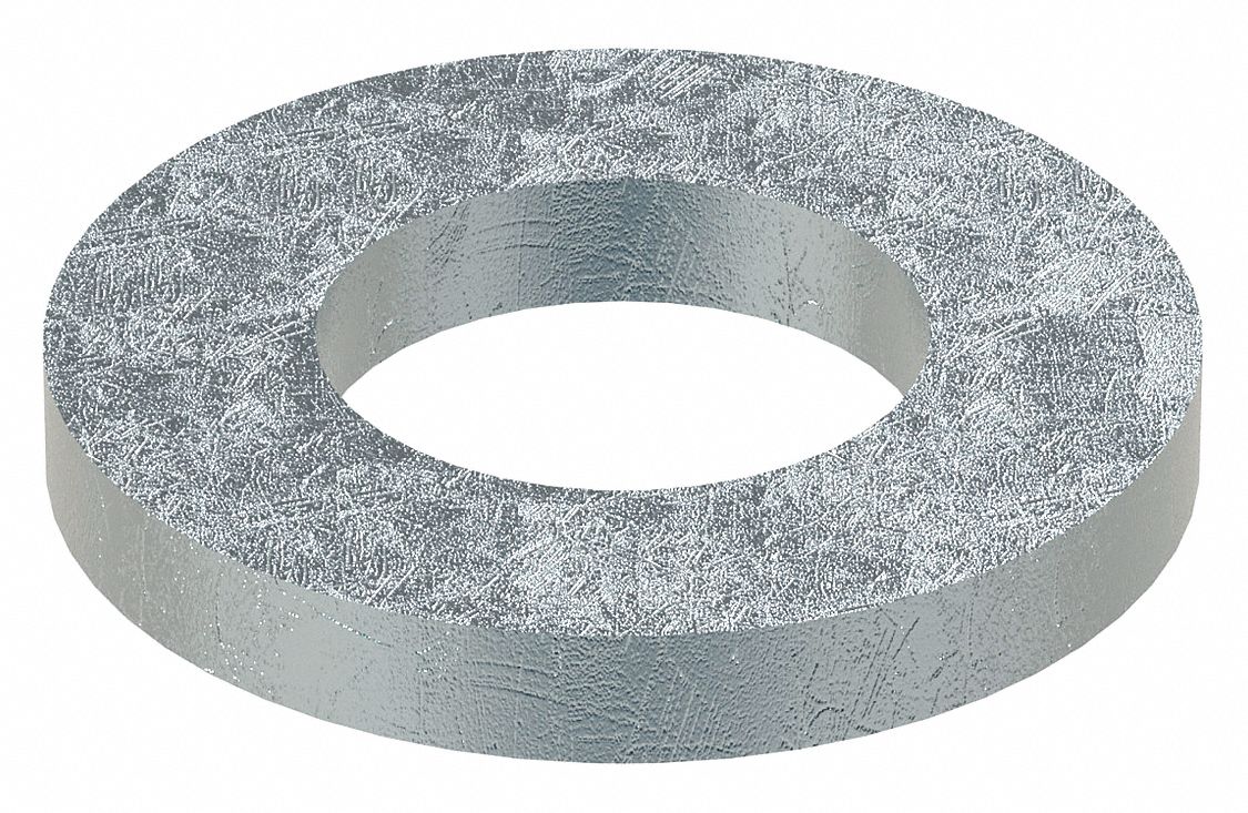 Large O.D. & Thick Oversized Washer: Case Hardened, Zinc Plated, Steel, 1 in Screw Sz, 2 in Out Dia