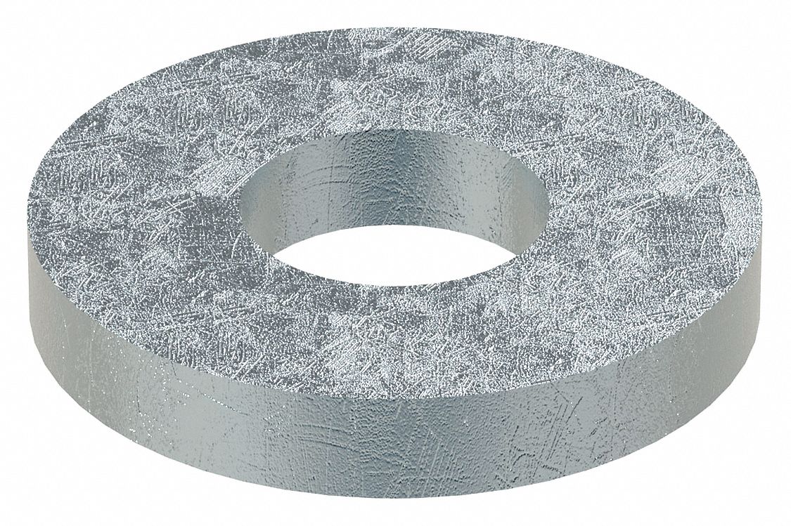 Large O.D. & Thick Oversized Washer: Case Hardened, Zinc Plated, Steel, 1 1/4 in Screw Sz