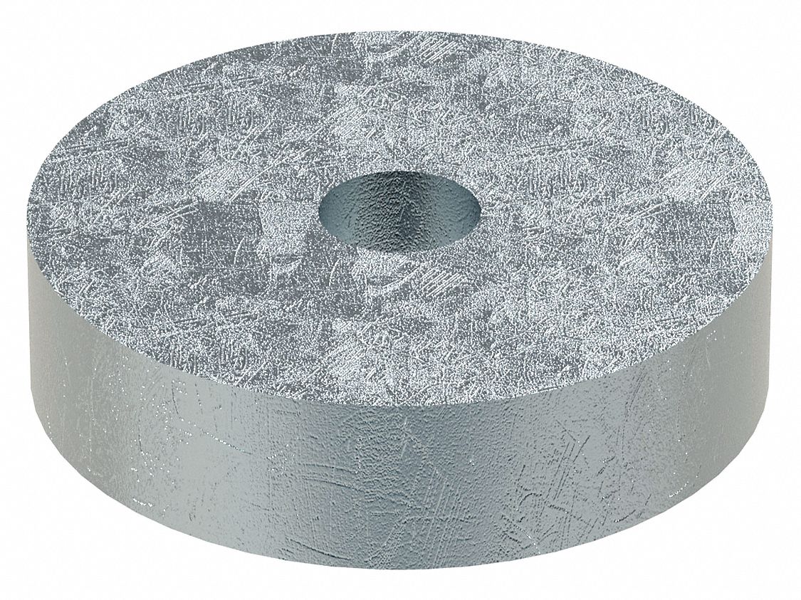 Large O.D. & Thick Oversized Washer: Case Hardened, Zinc Plated, Steel, #10 Screw Sz, 5 PK