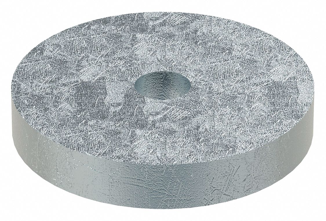 Large O.D. & Thick Oversized Washer: Case Hardened, Zinc Plated, Steel, 1/4 in Screw Sz, 5 PK