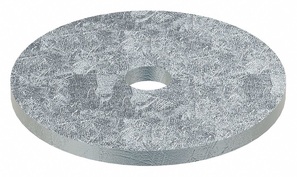 Large O.D. & Thick Oversized Washer: Case Hardened, Zinc Plated, Steel, 5/16 in Screw Sz, 5 PK