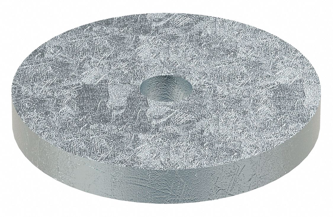 Large O.D. & Thick Oversized Washer: Case Hardened, Zinc Plated, Steel, 5/16 in Screw Sz, 5 PK