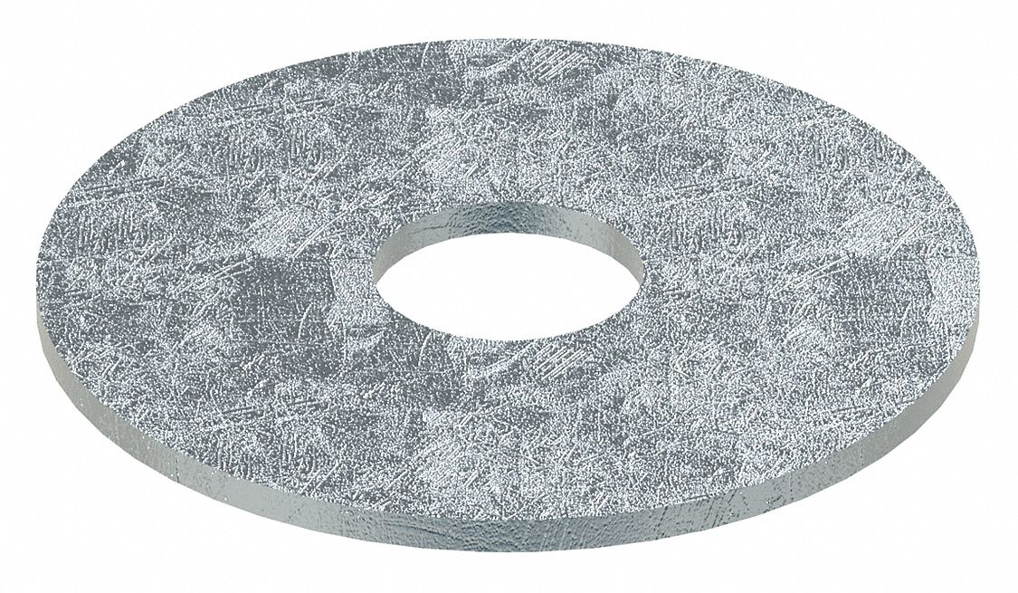 Large O.D. & Thick Oversized Washer: Case Hardened, Zinc Plated, Steel, 7/8 in Screw Sz