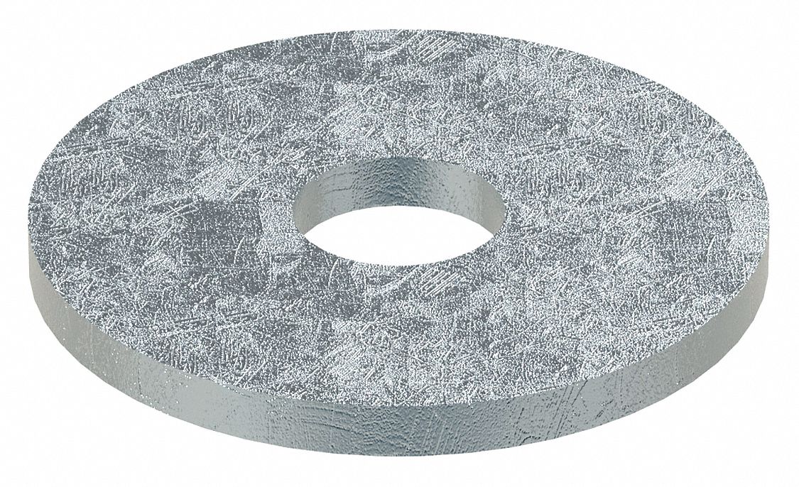 Large O.D. & Thick Oversized Washer: Case Hardened, Zinc Plated, Steel, 7/8 in Screw Sz