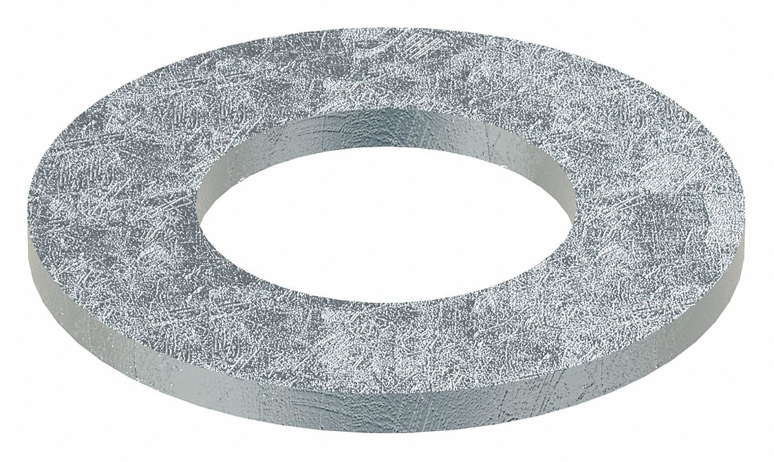 Large O.D. & Thick Oversized Washer: Case Hardened, Zinc Plated, Steel, 1 in Screw Sz, 2 in Out Dia