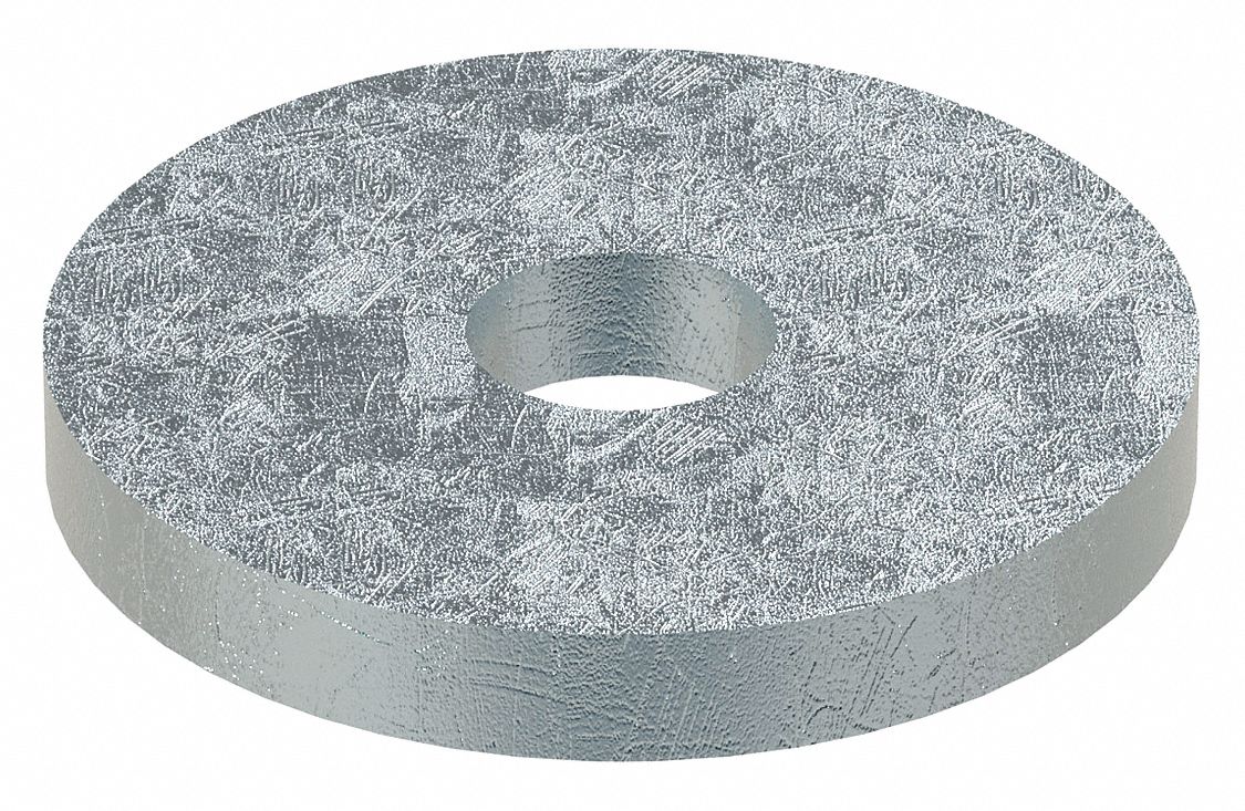 Large O.D. & Thick Oversized Washer: Case Hardened, Zinc Plated, Steel, 3/4 in Screw Sz